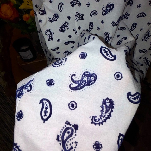 Guide London Premium Men’s Dress Shirt, White & Royal Blue Velvet Paisley SZ (M) - Picture 10 of 10